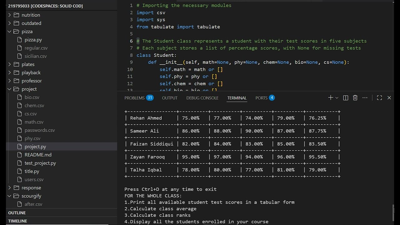 Student Management System Program - Python - Harvard CS50P - Final Project