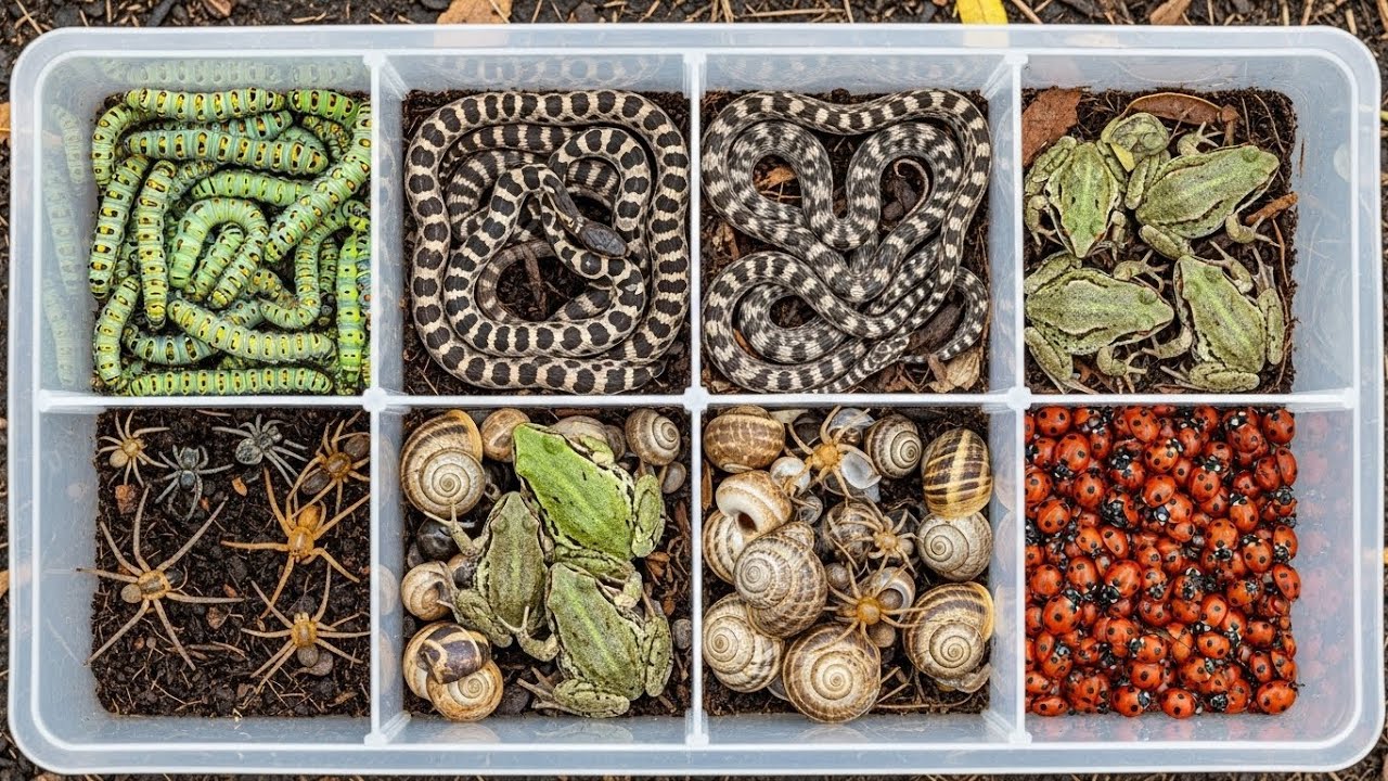 Criaturas increíbles en miniatura: caracoles, orugas, mantis y tortugas reales