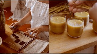Silent vlog: knitting journal, felted steek, making candles & jam