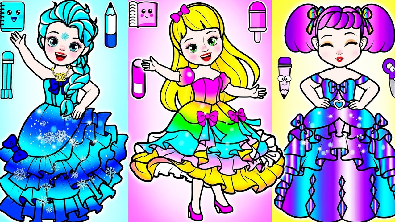 💖Paper Dolls💖 Princess Rapunzel and Elsa & Barbie Dress Up Contest - Rapunzel Compilation 놀이 종이
