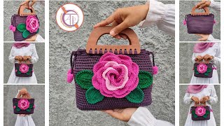Tutorial Tas Rajut Bunga Mawar 3D | Crochet Tutorial
