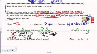 Writing equations from a linear model notes