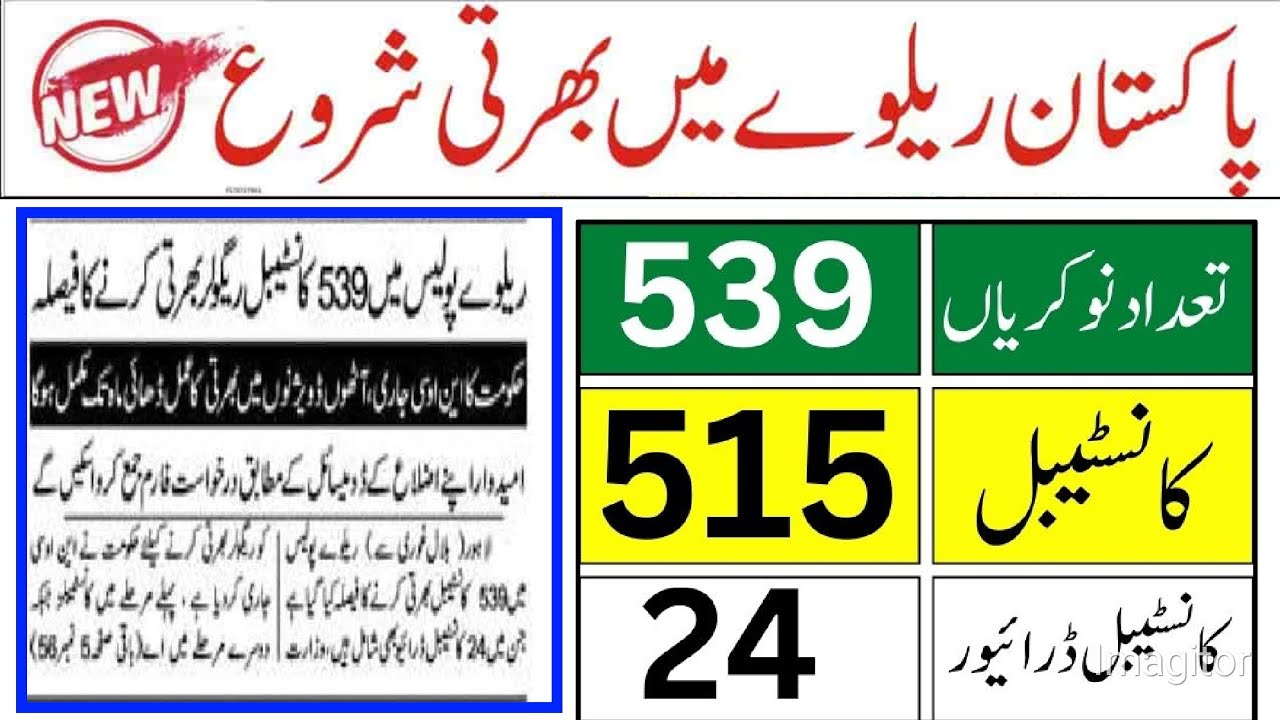 Railway police Constables jobs 2022 Online Apply || Pakistan Railways Constables new  jobs 2022