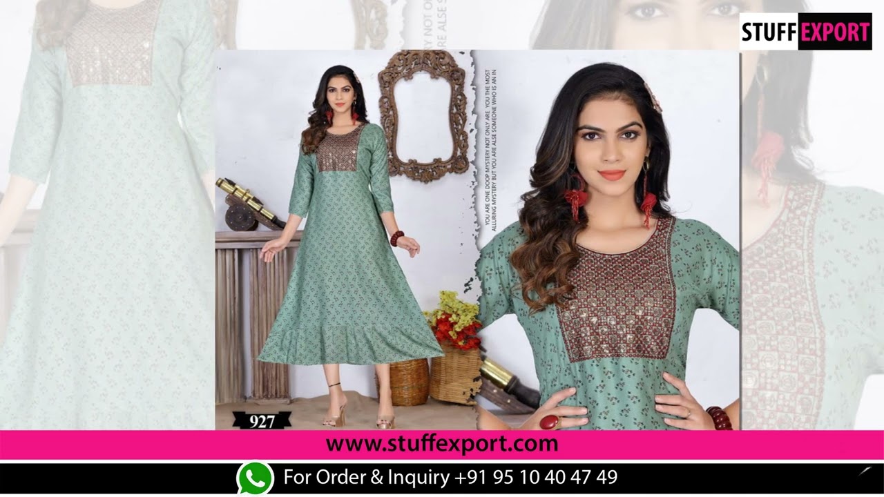 Beauty Rainy 921 Fancy Printed Rayon Long Anarakli Kurti Catalog Wholesaler | Surat Textile Market