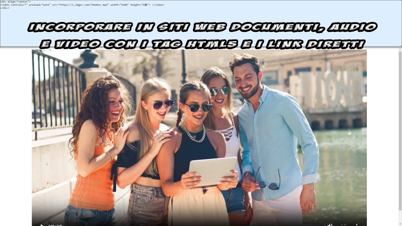 Come incorporare in siti web documenti audio e video con i tag html5 e