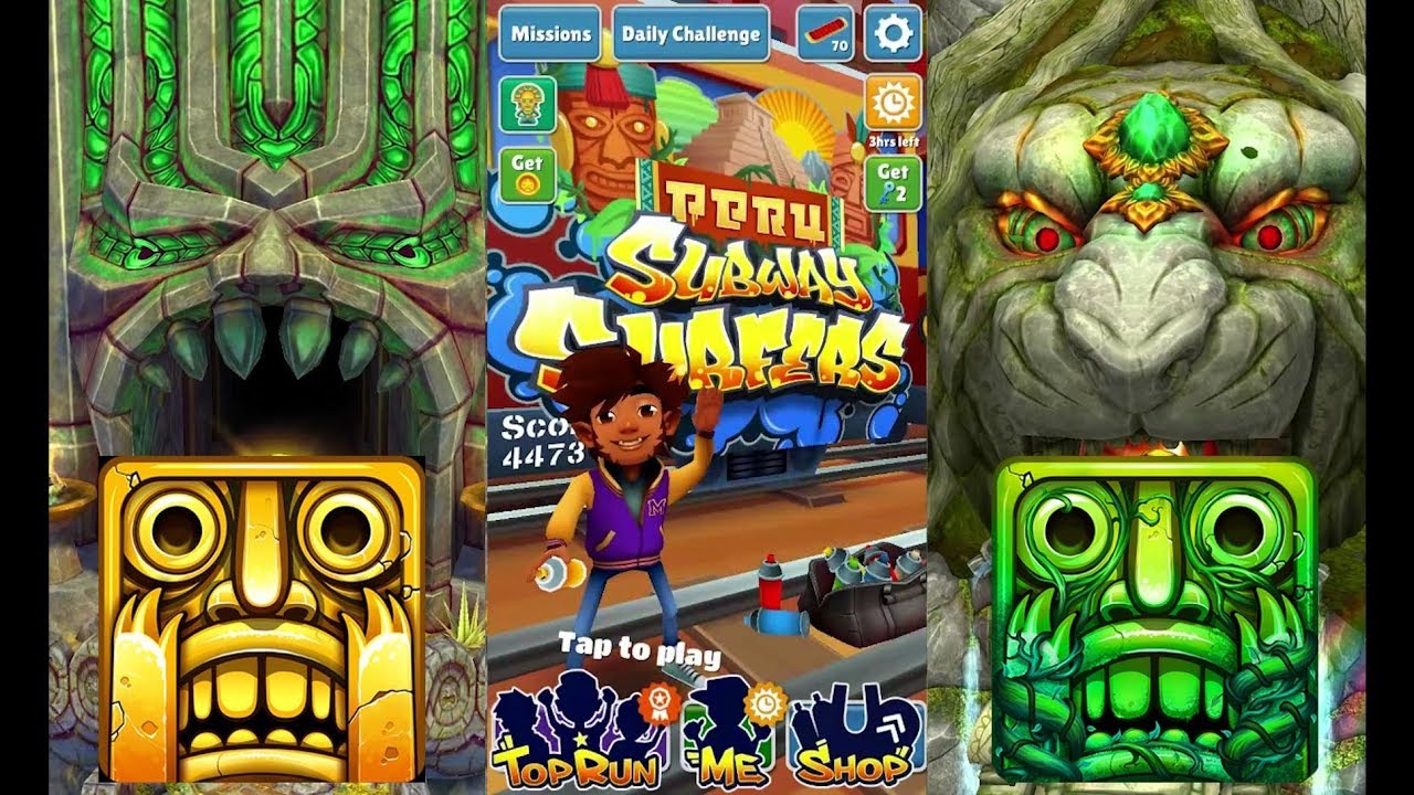 Temple Run 2 Sky Summit Vs Subway Surfers Peru Vs Temple Run 2 Lost Jungle Gameplay - (Android/iOS)