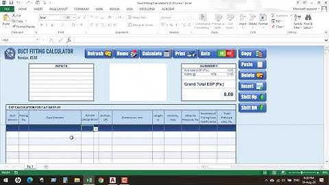 Calculate Fans ESP & Pressure Loss / Drop in Air Ducts Using Duct Fitting Calculator Excel Sheet