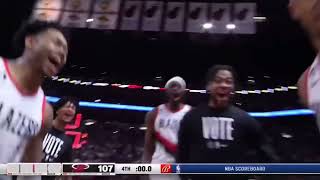Josh Hart makes a insane corner three for the win vs. Miami Heat 🤯