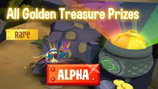HOW TO GET ALPHA ITEMS FROM LUCKY TREASURES | ALL GOLDEN TREASURE PRIZES | Animal Jam screenshot 2