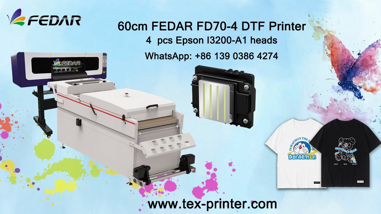 High Speed and quality FEDAR 𝗙𝗗𝟳𝟬-𝟰 four-head 60cm DTF printer with ...