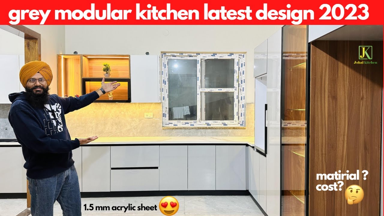 grey and white modular kitchen design | ਕਿਚਨ ਤਿਆਰ ਕੀਤੀ ਏ ਜੀ ਪਿੰਡ ਮਨਸੁਰ ਦੇਵਾਂ
