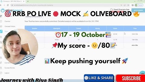 🎯 OLIVEBOARD RRB PO LIVE MOCK 🛑 2025📚17-19 OCT✍️ |🗒️ Attempt and Share Score 📝👇 |#rrbpo #rrb #ibps