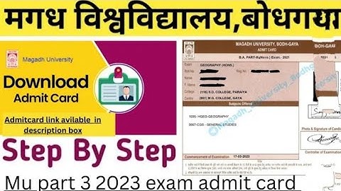 Magadh University Part 3 Admit Card Download link 2018 2021 [ Out ] BA BSc B.com