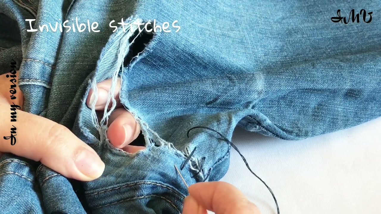 Invisible stitch| Learn how to invisibly fix hole in a jeans hacks ...