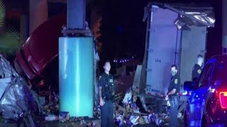 Intoxicated wrong-way driver causes 18-wheeler to fall onto Downtown Aquarium parking lot, polic...