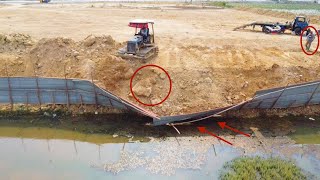 Amazing project!! Komatsu Dozer D20P use wonderful skill to pouring soil, stone delete huge ponds…