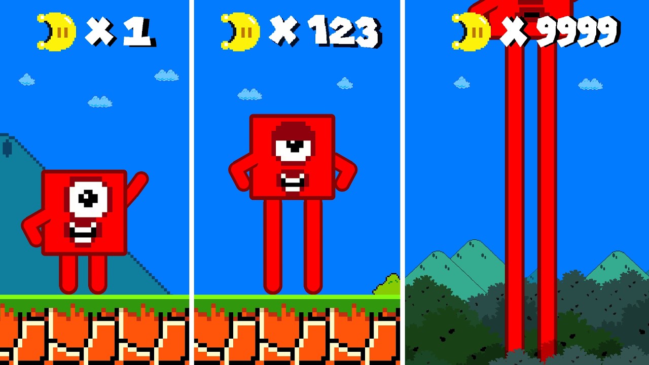 Finish the pattern? Number 1 gets TALL and FALL in Mario Maze Level Up | Game Animation