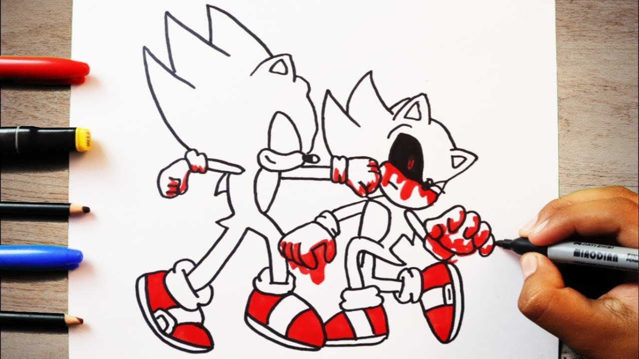 COMO DESENHAR O DARK SUPER SONIC VS SONIC.EXE - YouTube