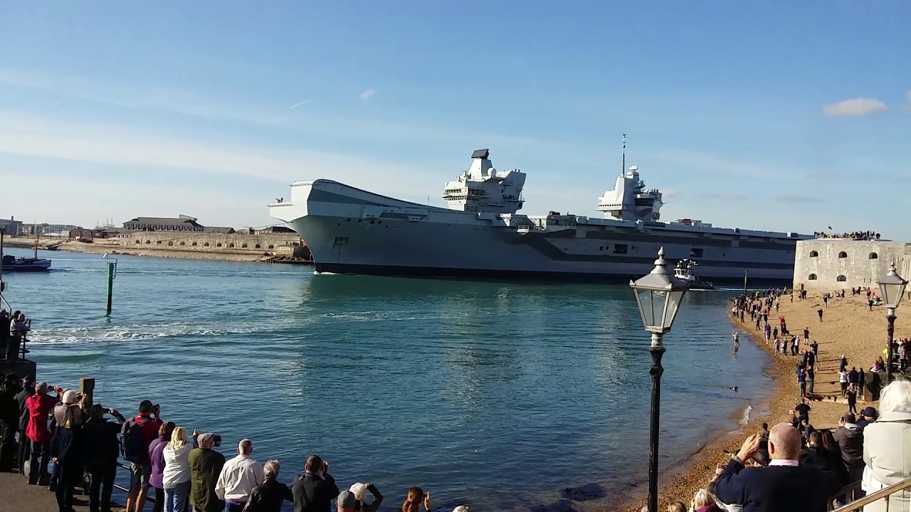 HMS Queen Elizabeth Sailing Out Of Portsmouth YouTube