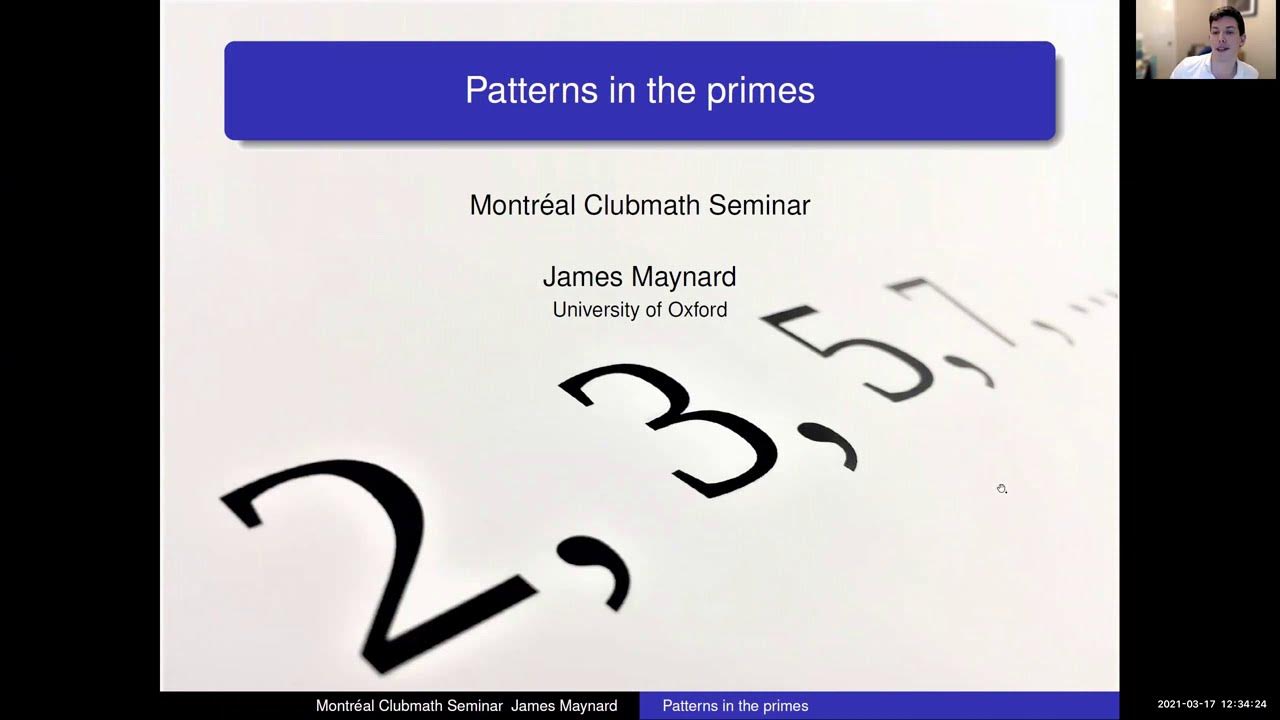 Patterns in the primes James Maynard YouTube