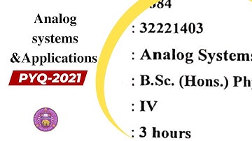 Analog System and Applications PYQ 2021 (June) || Delhi University