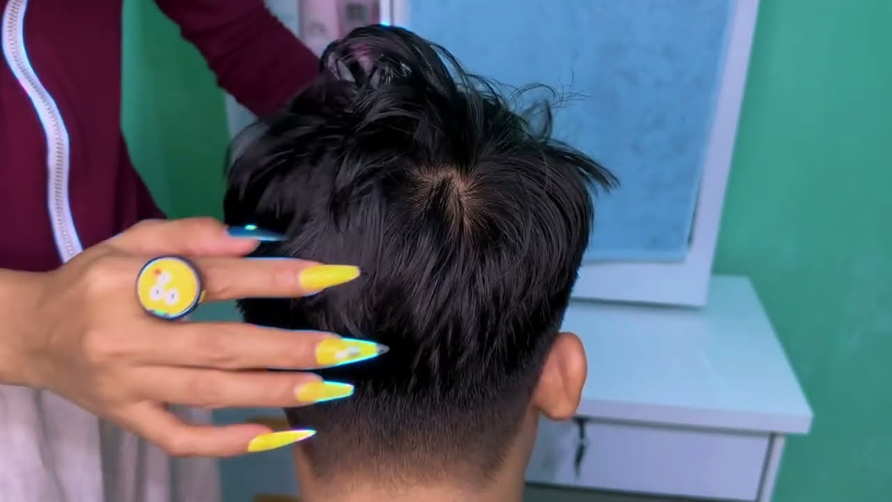 Relaxing Scalp ASMR with Latte ｜ Long Nails & Fine Comb Soft Sounds