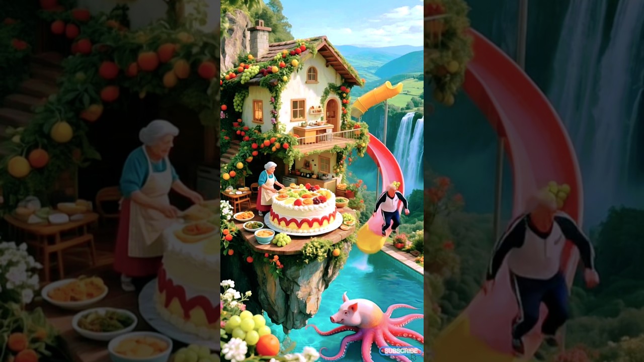 Grandma’s Cake Party on a Floating Cliff?! 🍰🛝🐙