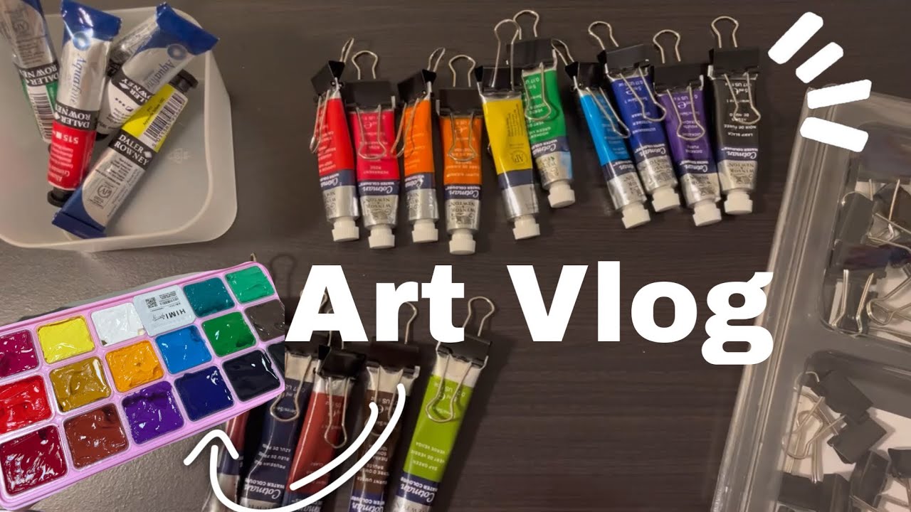 art vlog 5 ˚ʚ♡ɞ˚ | a week in my art practice & paint organization - YouTube
