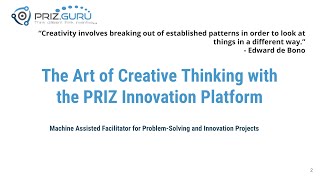 11 Webinar:  The art of creative thinking with the PRIZ Innovation Platform