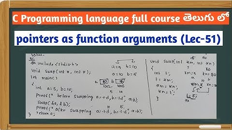 pointers as function arguments in c programming | swapping of two numbers using pointers program