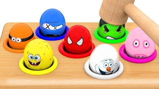 Character Surprise Eggs, Learn Colors with Whac a Mole for Kids Children Toddlers