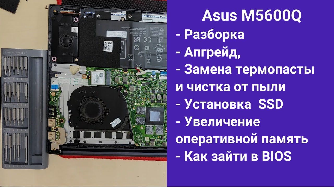 Как разобрать Asus M5600Q обслуживание замена терм прокладок и термопасты