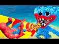Can Spiderman Slide Into &quot;HUGGY WUGGY&quot; Mouth? - Water Slides Ragdolls