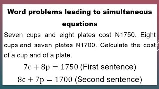 Exclusive Simultaneous Equations|Word Problems - Lesson 9of9 Profile