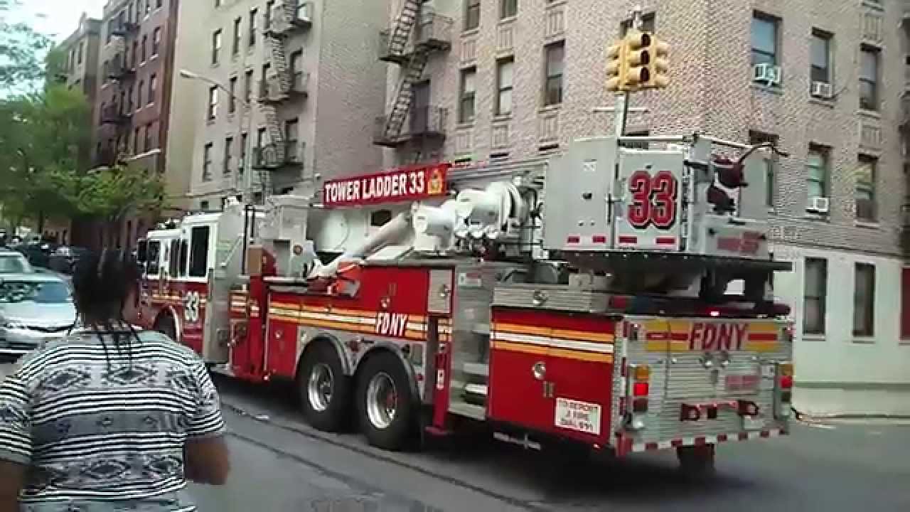 FDNY Ladder 33 Taking Up From A 3 Alarm Fire In The Bronx - YouTube