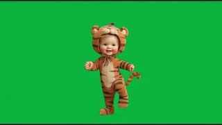 Bébé Déguisé En Tigre 4K Green Screen