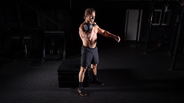Single Arm Kettlebell Front Rack Box Squats