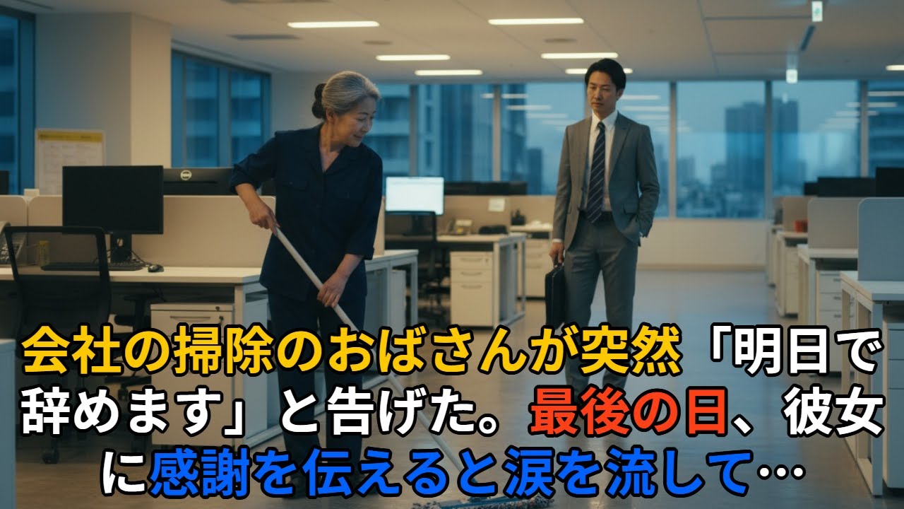 会社の掃除のおばさんが突然「明日で辞めます」と告げた。最後の日、彼女に感謝を伝えると涙を流して…→数年後、彼女の孫から届いた手紙の内容に全員が号泣した【感動する話】