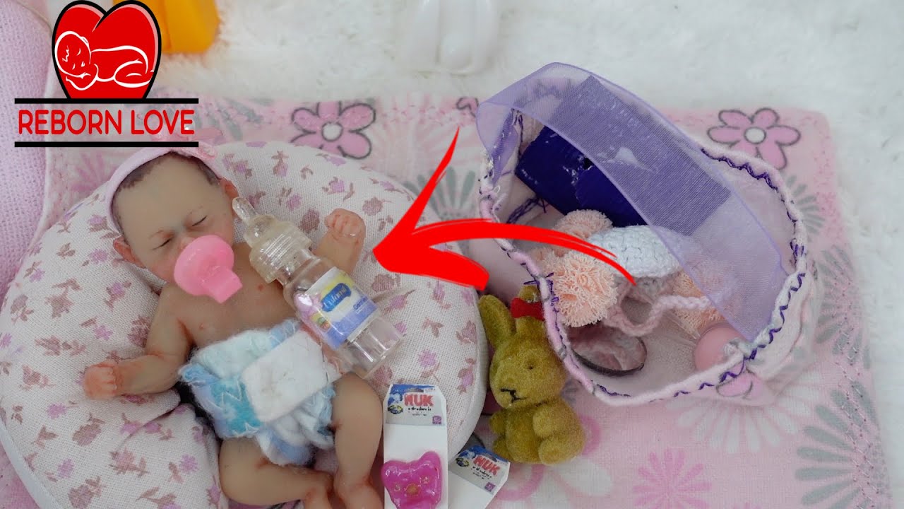 Packing my Mini Silicone baby's Diaper bag with Miniature doll accessories