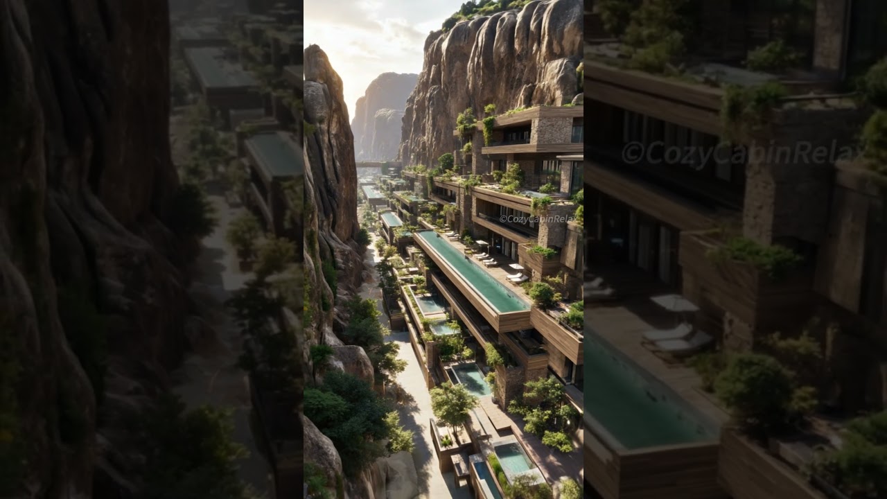 🏞️ Futuristic AI-Imagined Valley Community | Architecture in the Mountains