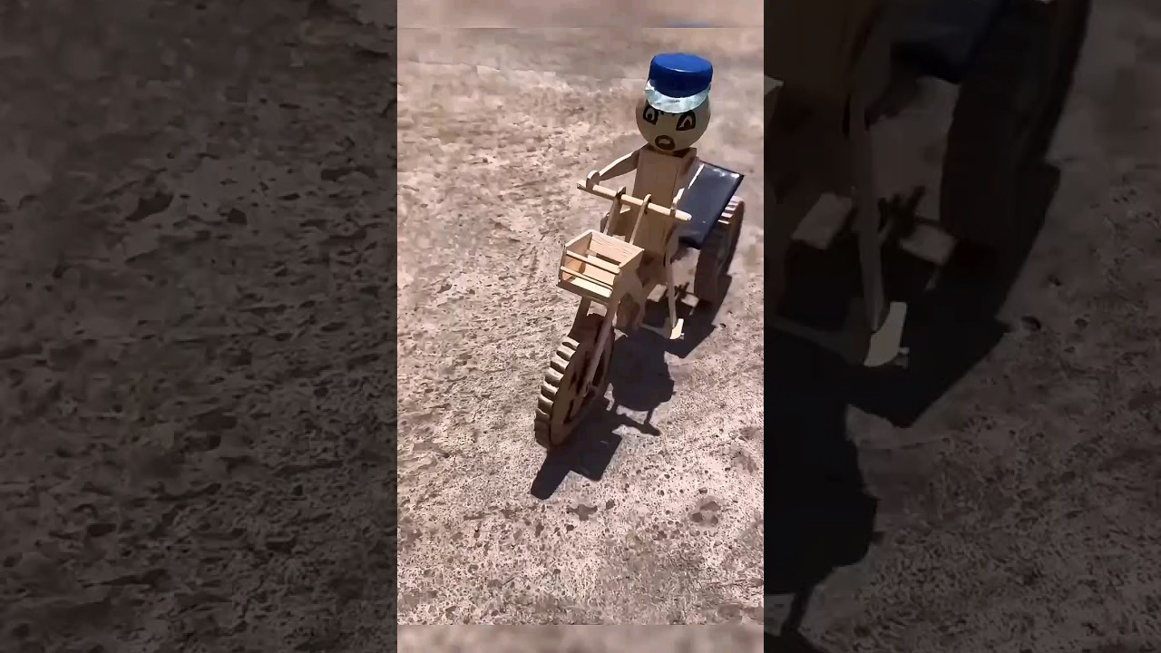 Making a solar bike rider from trash. 