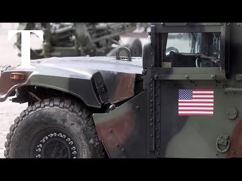 British and US military vehicles paraded in Russia