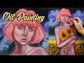 Oil Painting | Holding Sunflowers and Cigarette | Philippines