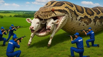 Brave Heroes Save Hyperactive Mother Cow from Giant Python’s Terrifying Attack | Animal Rescue