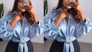 How to Draft an Overlap Top with Collar and Cut-together puff sleeves | Easy Beginners tutorial