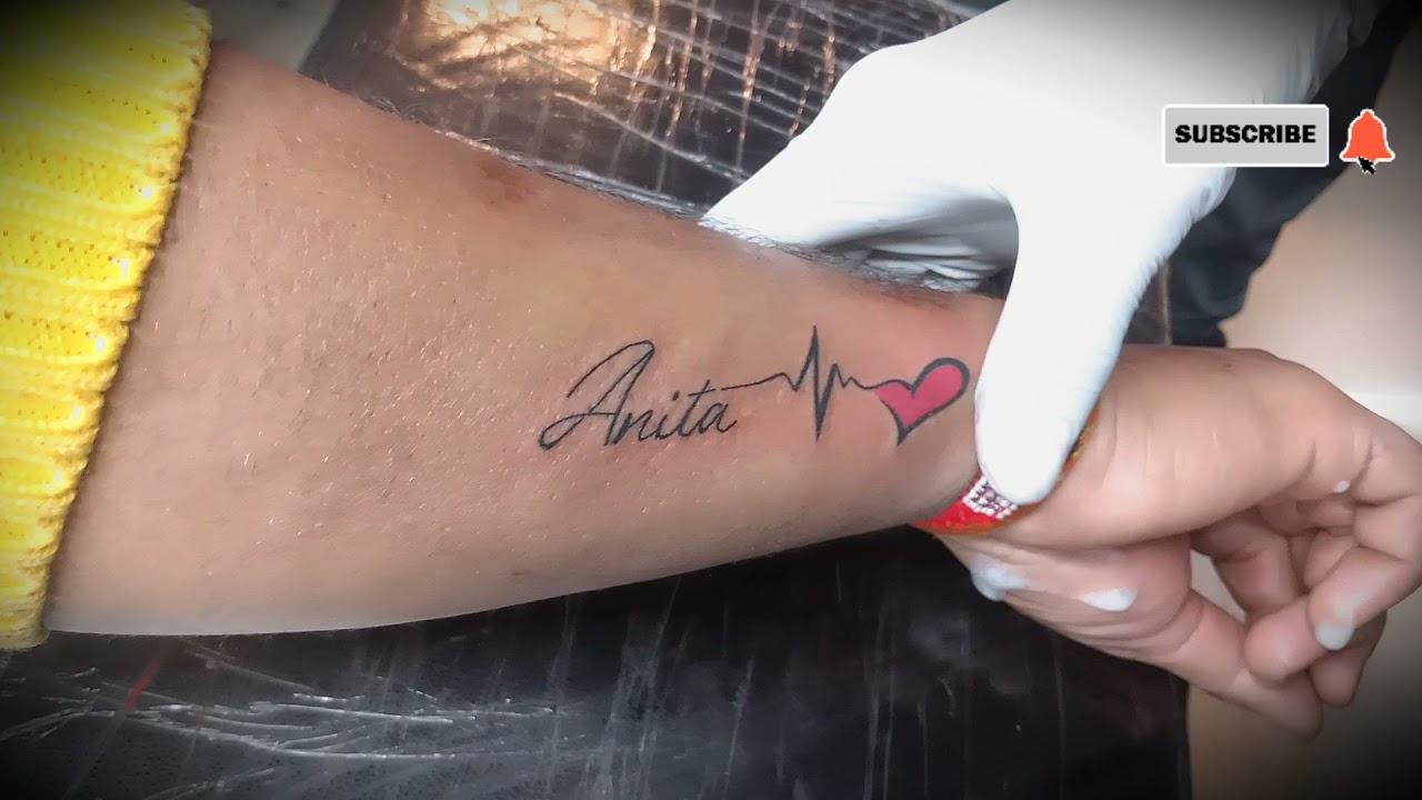anita name tattoo with heart tattoo - YouTube