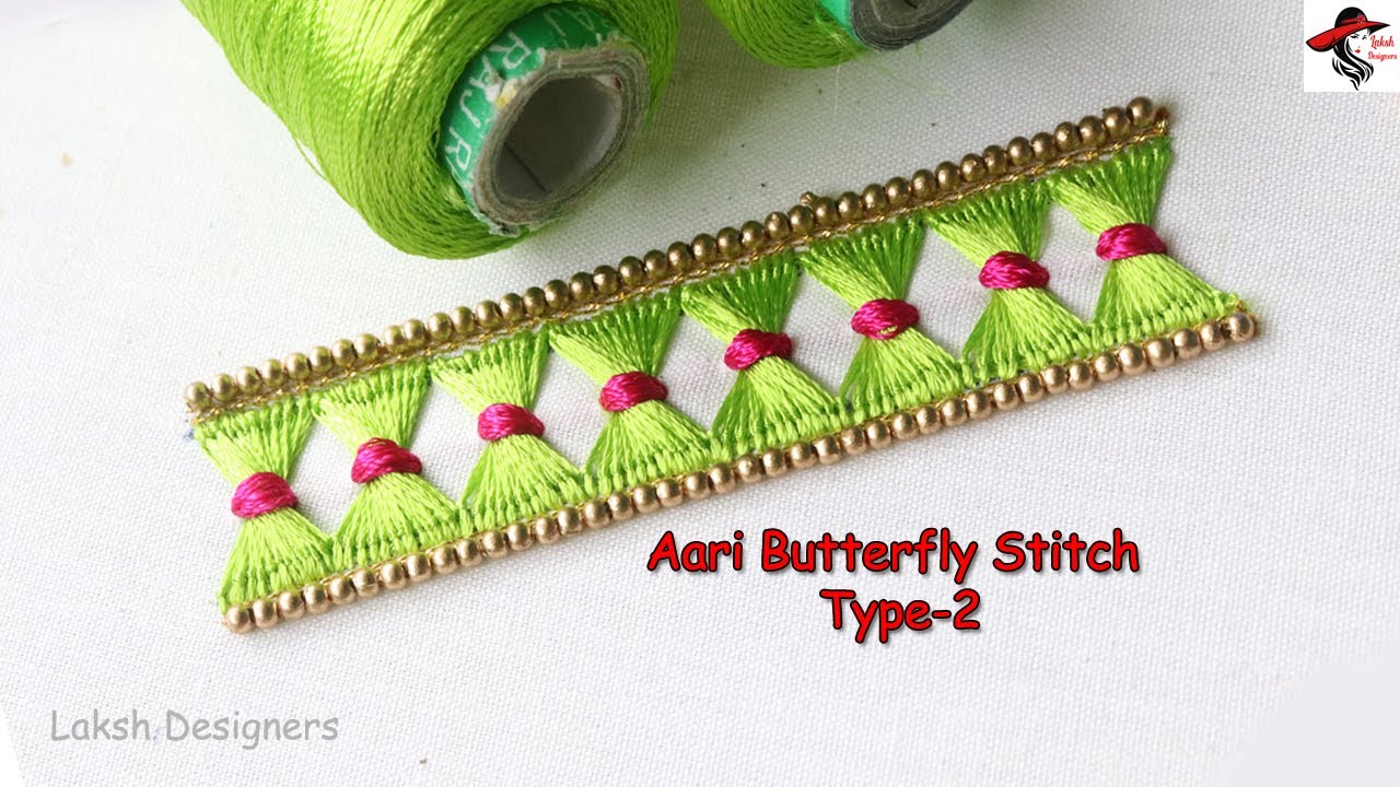 Aari Butterfly Stitch Type2 Tutorial for Beginners aari work basic