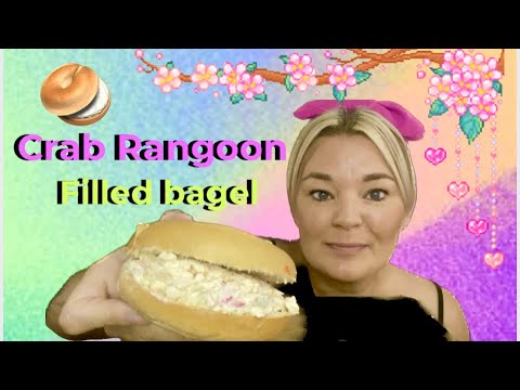 Crab Rangoon filled bagel 🥯 #crab #bagel #mukbang #uk - YouTube
