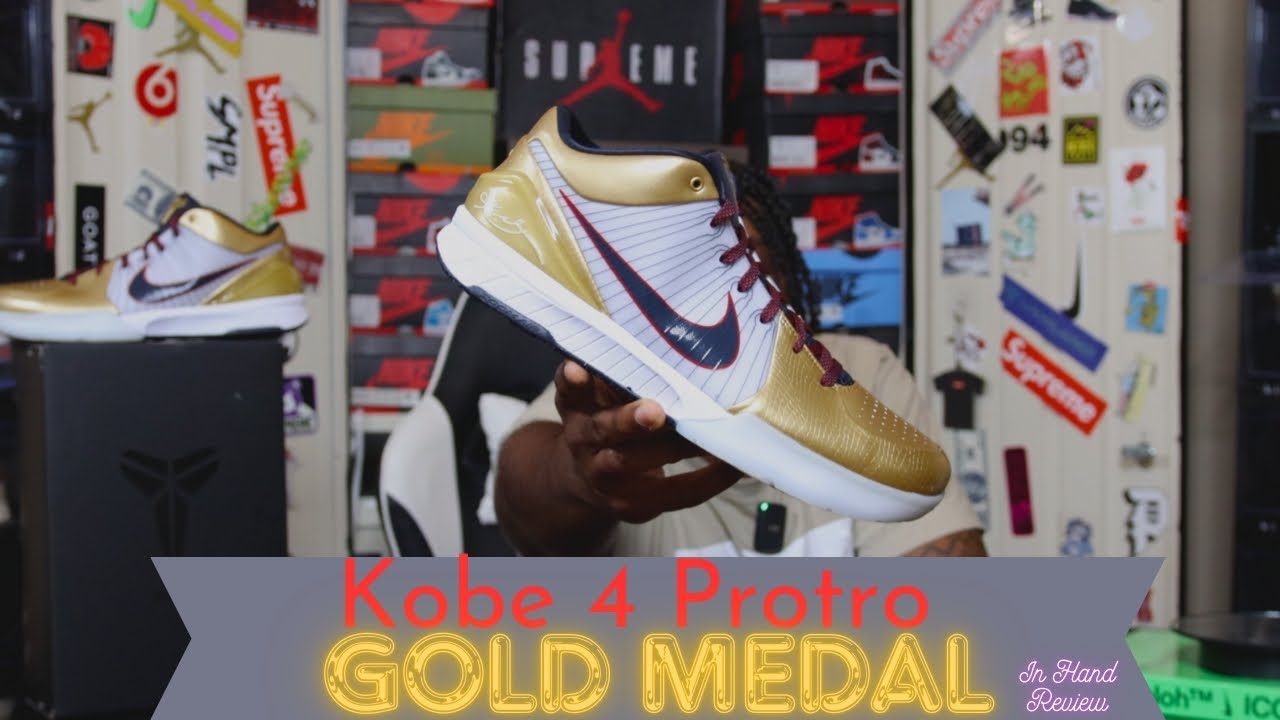 Kobe Roc Hand Kobe 4 Protro ‘Gold Medal’ In Hand Review GO USA!! - YouTube