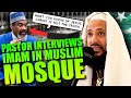 Pastor interviews imam in a muslim mosque 